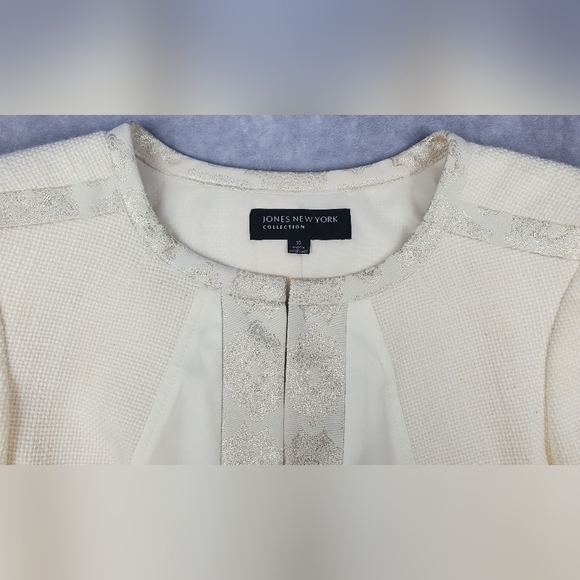 Jones New York  White silver Ted baker style Women's blazer Size 10 - Picture 14 of 15